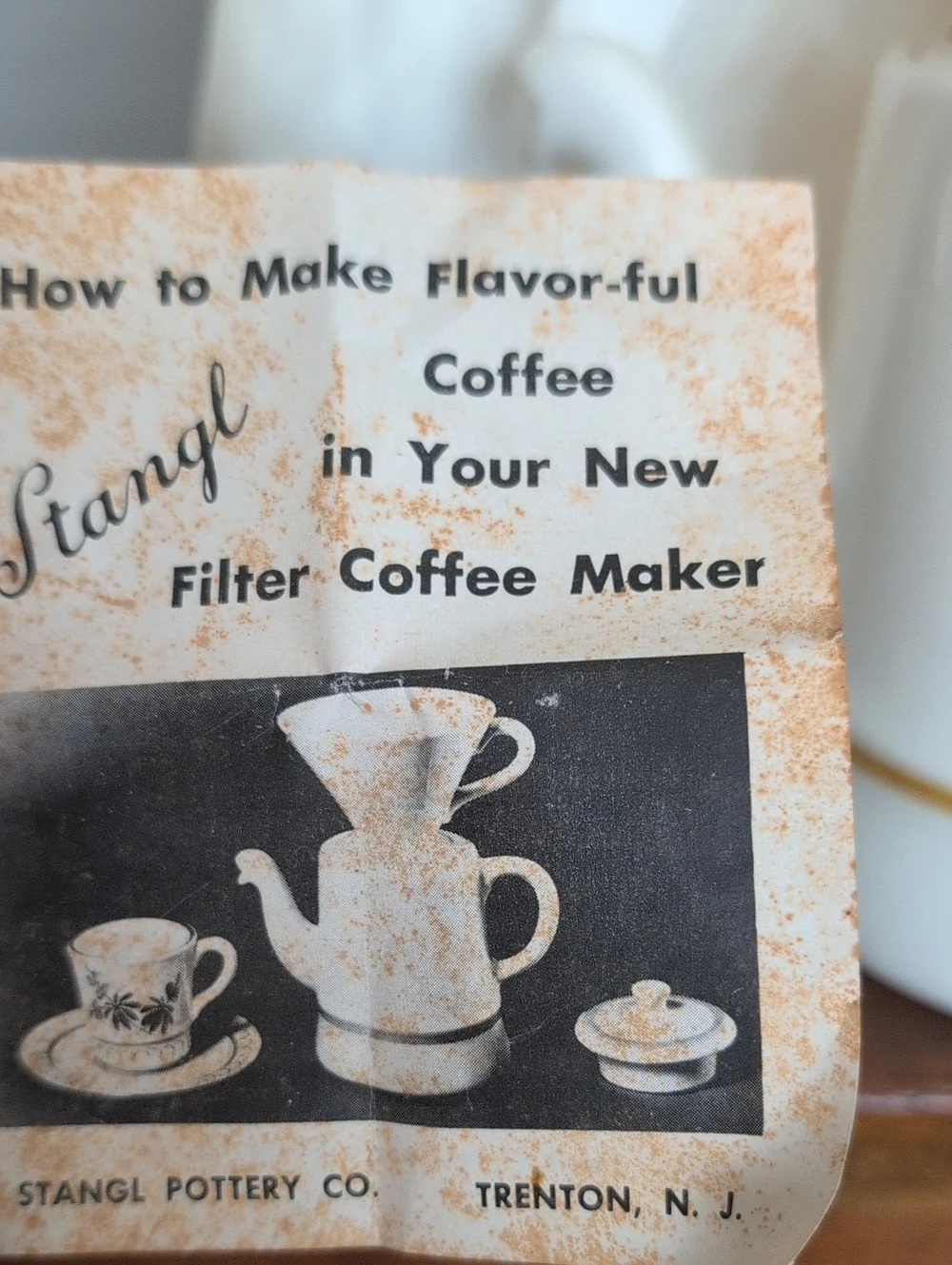 Vintage Stangle Mid-century Pour Over Coffee Pot And Cone Filter